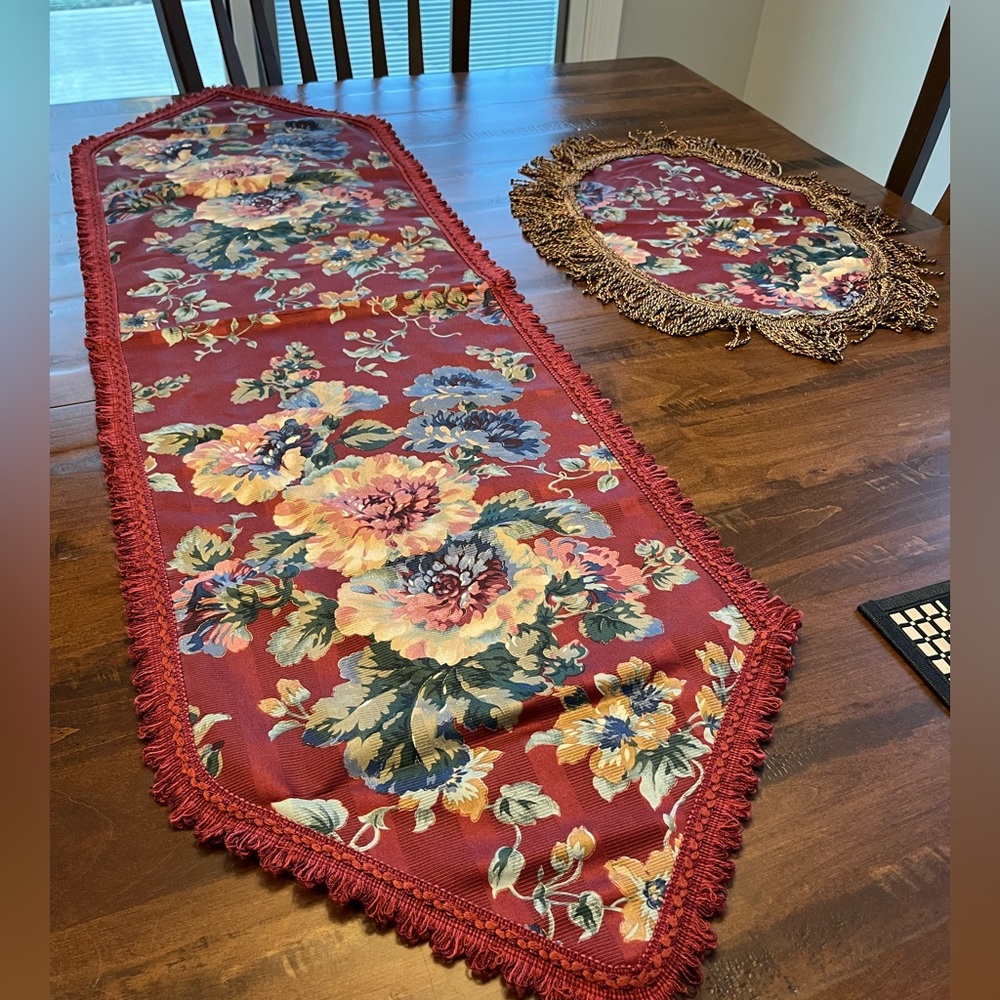 Floral Table Runners, Doilies and seat cushion